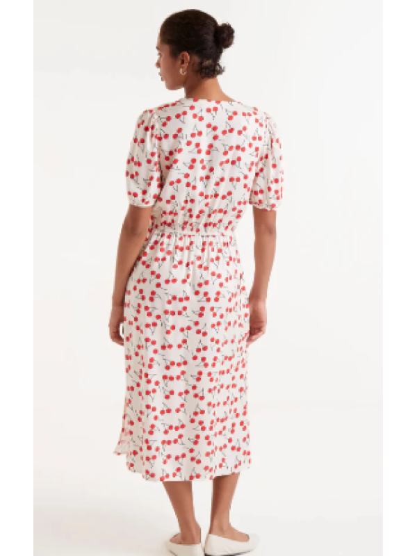 Vestido midi estampado de cerezas